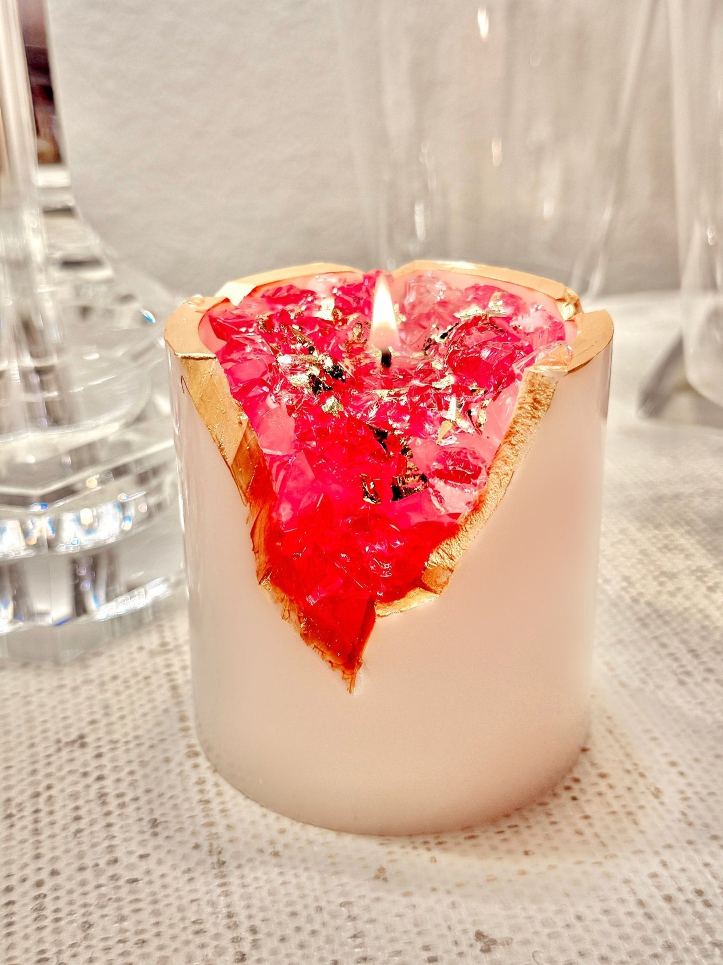 18K Gold Rose Quartz Candle - Love & Harmony