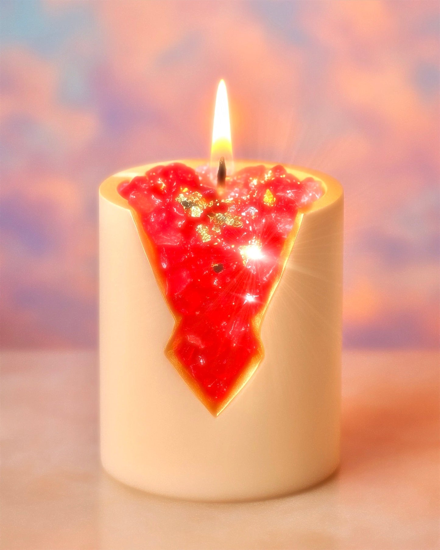 18K Gold Rose Quartz Candle - Love & Harmony