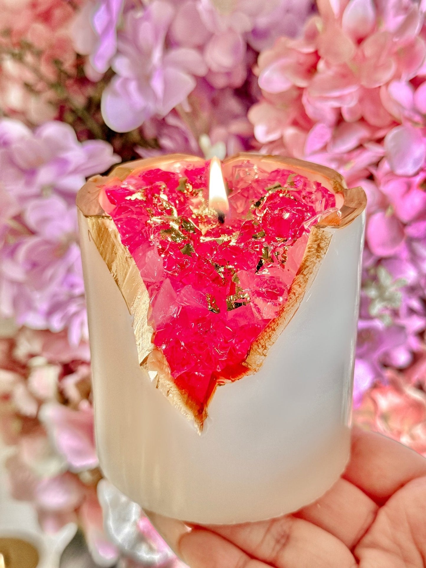 18K Gold Rose Quartz Candle - Love & Harmony