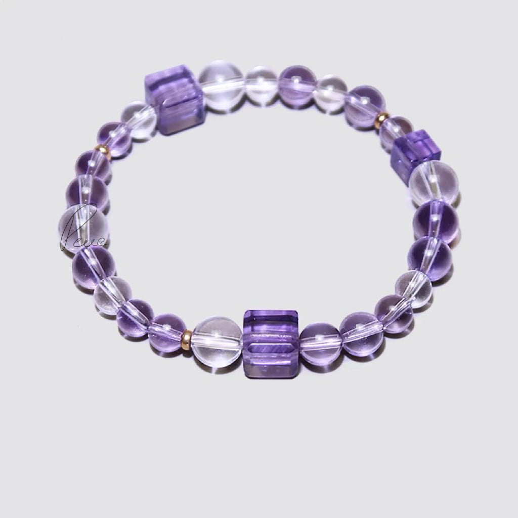 Tashi 2S Brazil Amethyst & Clear Quartz Bracelet
