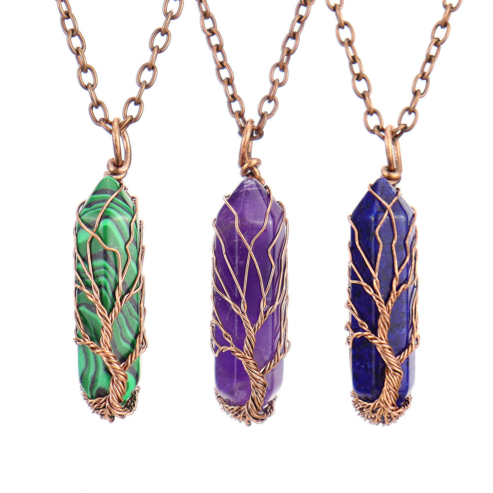 Handmade Rainbow Quartz Tree of Life Necklace 🌈✨ Spiritual Healing Crystal Jewelry