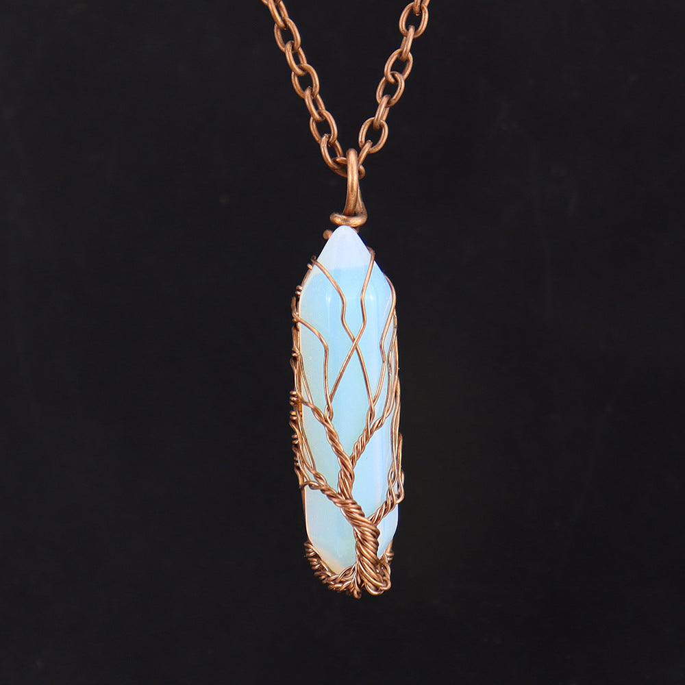 Handmade Rainbow Quartz Tree of Life Necklace 🌈✨ Spiritual Healing Crystal Jewelry