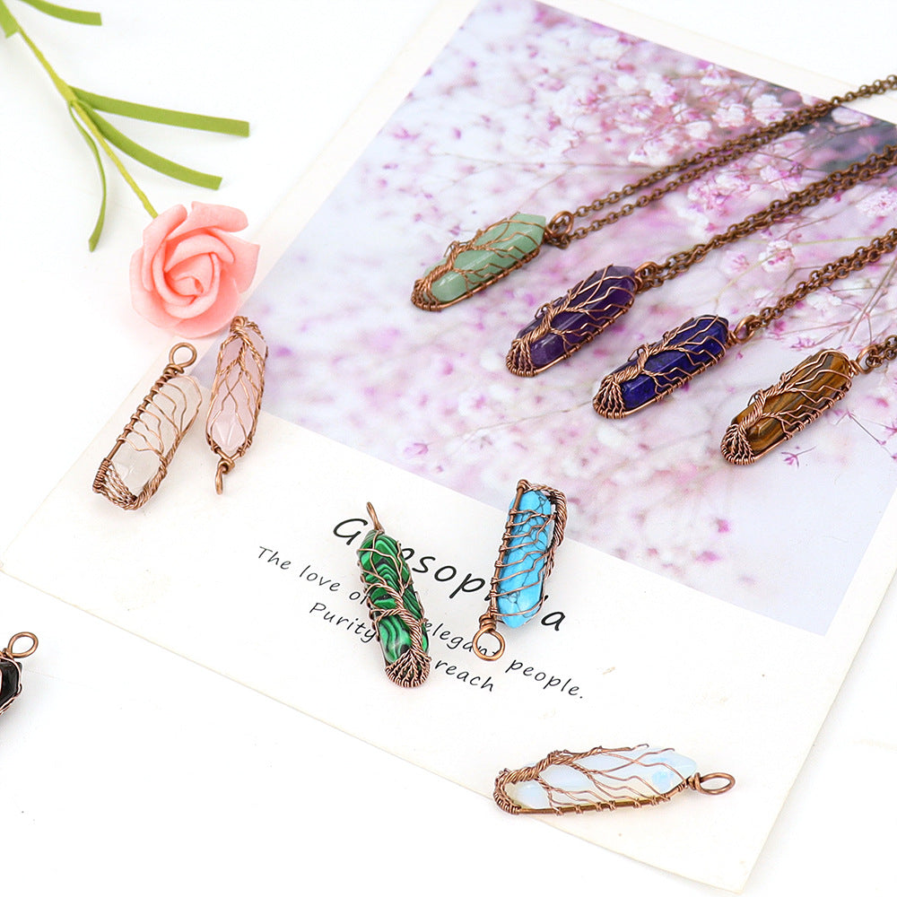 Handmade Rainbow Quartz Tree of Life Necklace 🌈✨ Spiritual Healing Crystal Jewelry