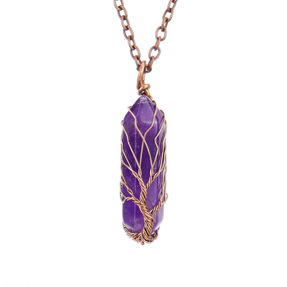 Handmade Rainbow Quartz Tree of Life Necklace 🌈✨ Spiritual Healing Crystal Jewelry