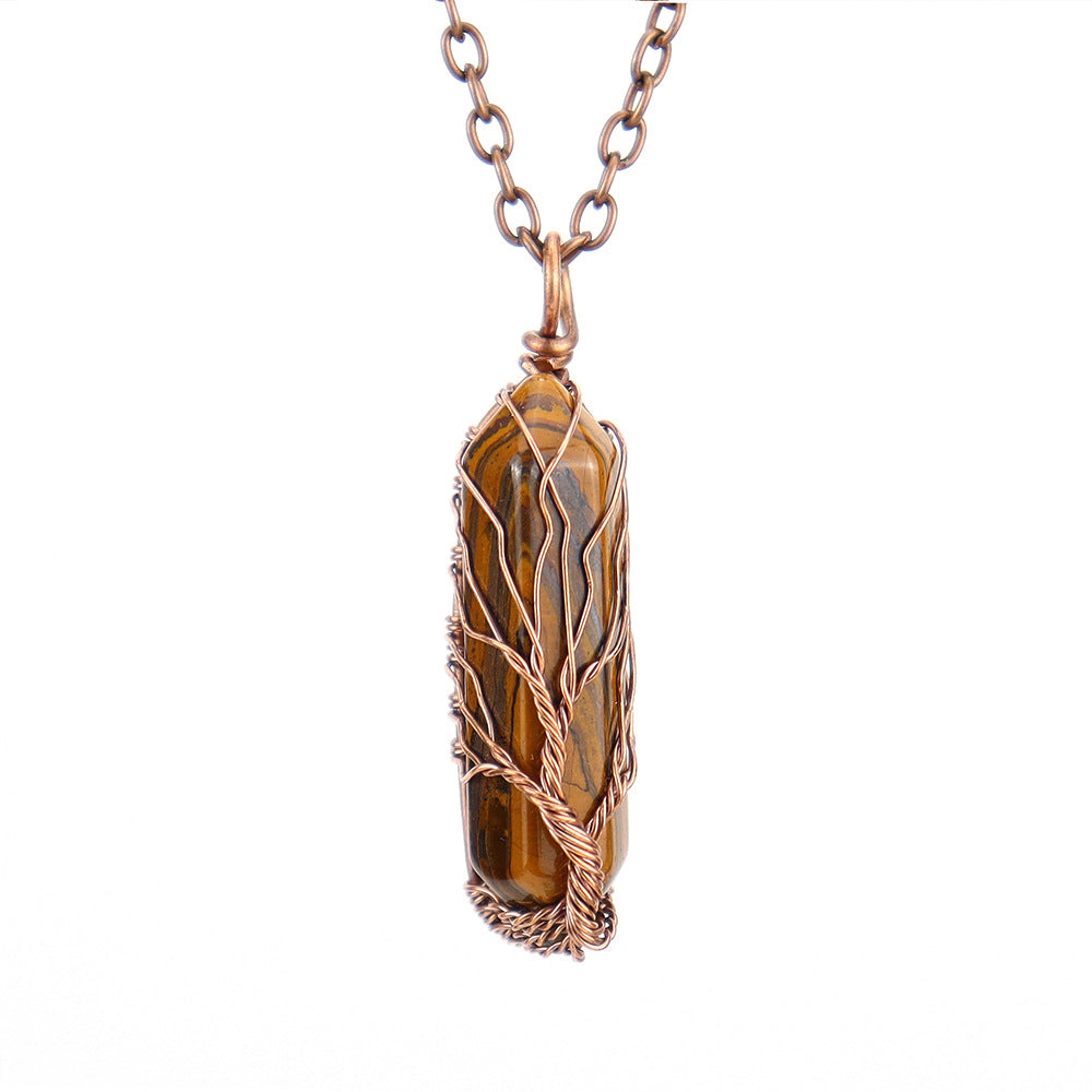 Handmade Rainbow Quartz Tree of Life Necklace 🌈✨ Spiritual Healing Crystal Jewelry
