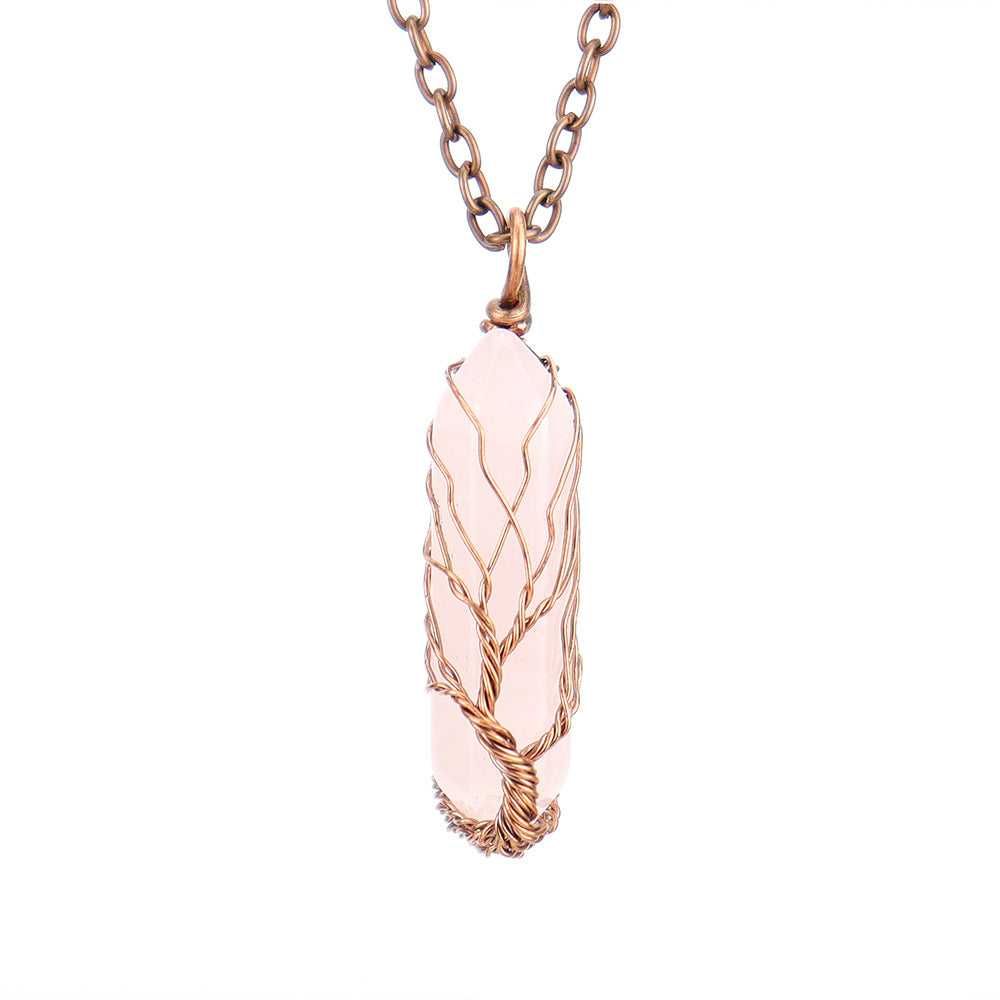 Handmade Rainbow Quartz Tree of Life Necklace 🌈✨ Spiritual Healing Crystal Jewelry