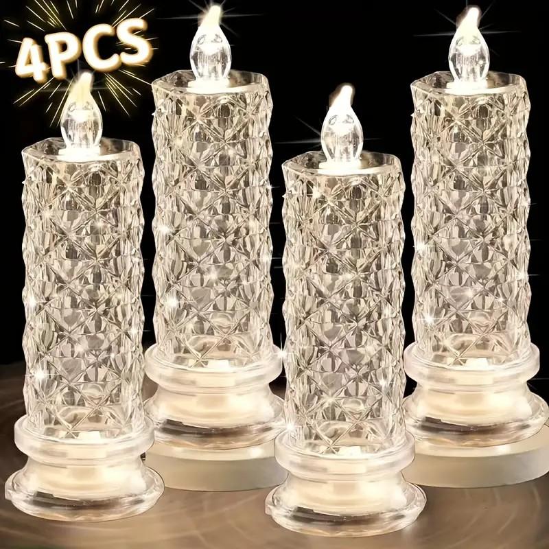 ✨🕯️LED Crystal Candle Lights 🌈Battery Operated with 6 Hour Timer