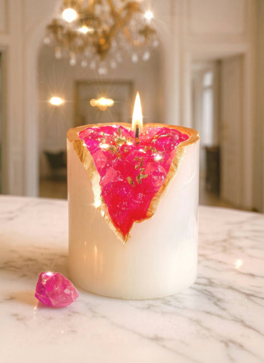 18K Gold Rose Quartz Candle - Love & Harmony