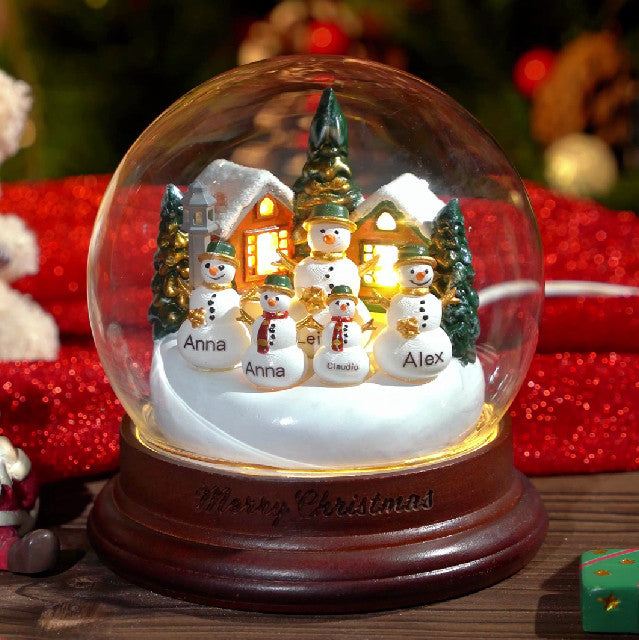 Personalized Family Snowman Crystal Ball