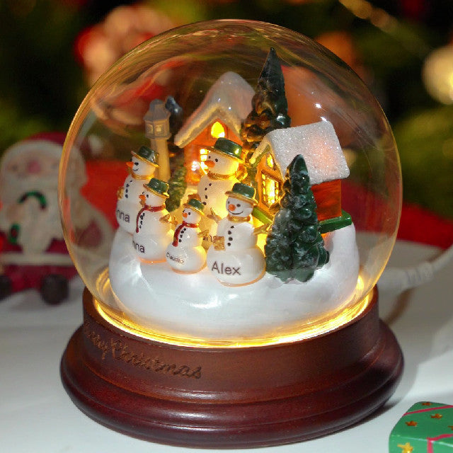 Personalized Family Snowman Crystal Ball
