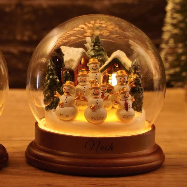 Personalized Family Snowman Crystal Ball