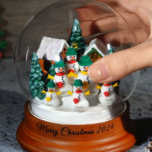 Personalized Family Snowman Crystal Ball