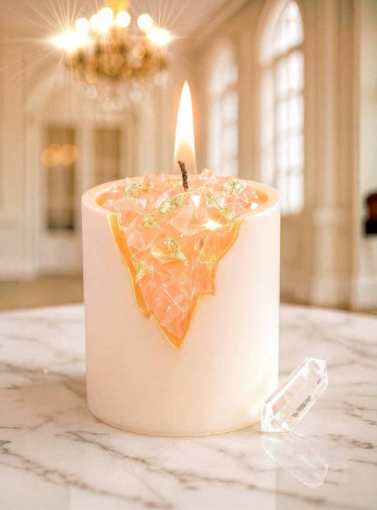 18K Gold Clear Quartz Candle – Clarity & Amplification