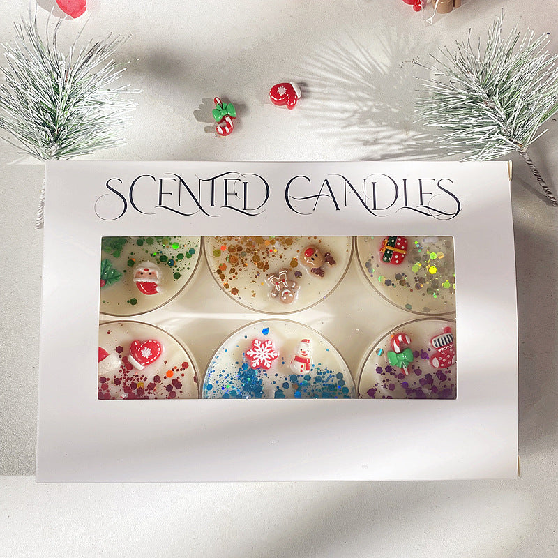 6 Piece Scented Candle Gift Set with Crystals and Dried Flowers - Colourful Sequin Embellishments, 6 Unique Fragrances to Create a Romantic Ambience - Perfect for Valentine's Day and Home Decoration, Valentine's Day Home Decorations