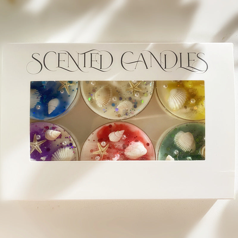 6 Piece Scented Candle Gift Set with Crystals and Dried Flowers - Colourful Sequin Embellishments, 6 Unique Fragrances to Create a Romantic Ambience - Perfect for Valentine's Day and Home Decoration, Valentine's Day Home Decorations