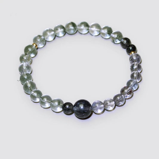 Tashi 2S Green Ghost & Black Rutilated Quartz &24k Golden