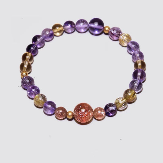 Tashi 2S Amethyst Rutilated Quartz & Citrine &24k Golden