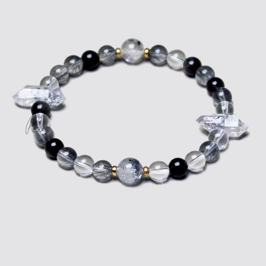 Tashi 2S Black Rutilated Quartz & Clear Quartz
