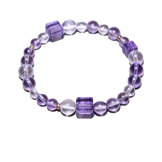 Tashi 2S Brazil Amethyst & Clear Quartz Bracelet