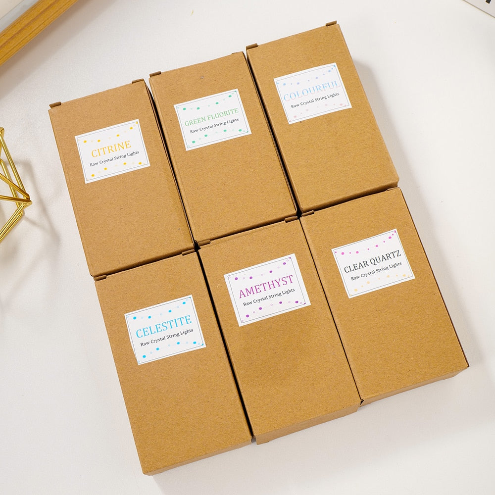 Crystal Fairy Lights – Natural Gemstone LED String Lights for Magical Home Décor