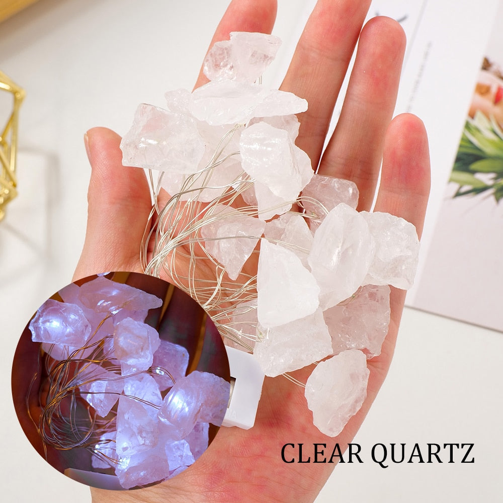 Crystal Fairy Lights – Natural Gemstone LED String Lights for Magical Home Décor
