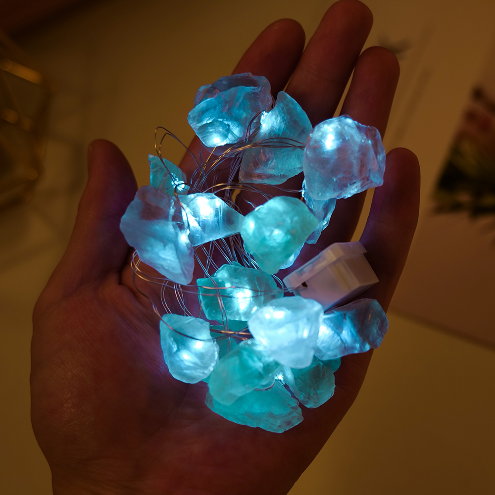 Crystal Fairy Lights – Natural Gemstone LED String Lights for Magical Home Décor