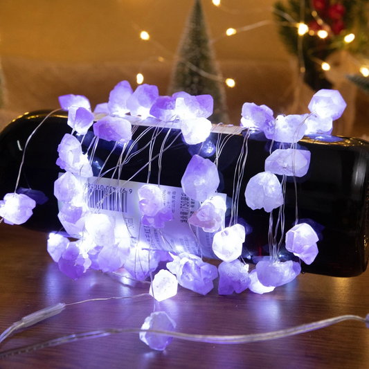 Crystal Fairy Lights – Natural Gemstone LED String Lights for Magical Home Décor