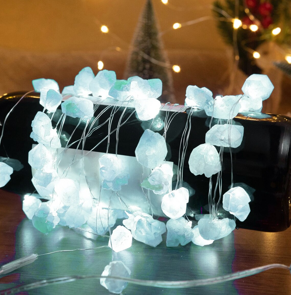 Crystal Fairy Lights – Natural Gemstone LED String Lights for Magical Home Décor