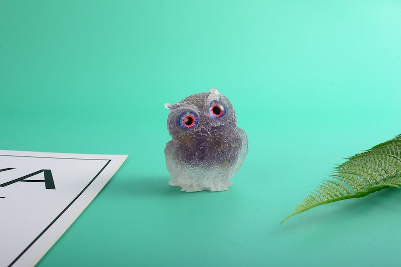 Natural Amethyst Crystal Owl