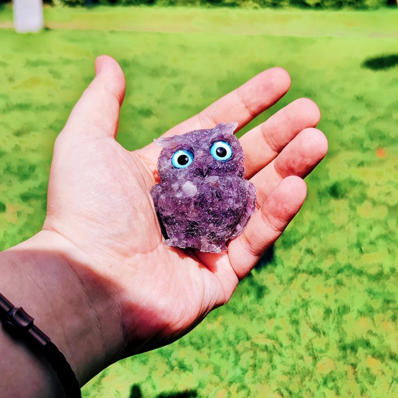Natural Amethyst Crystal Owl
