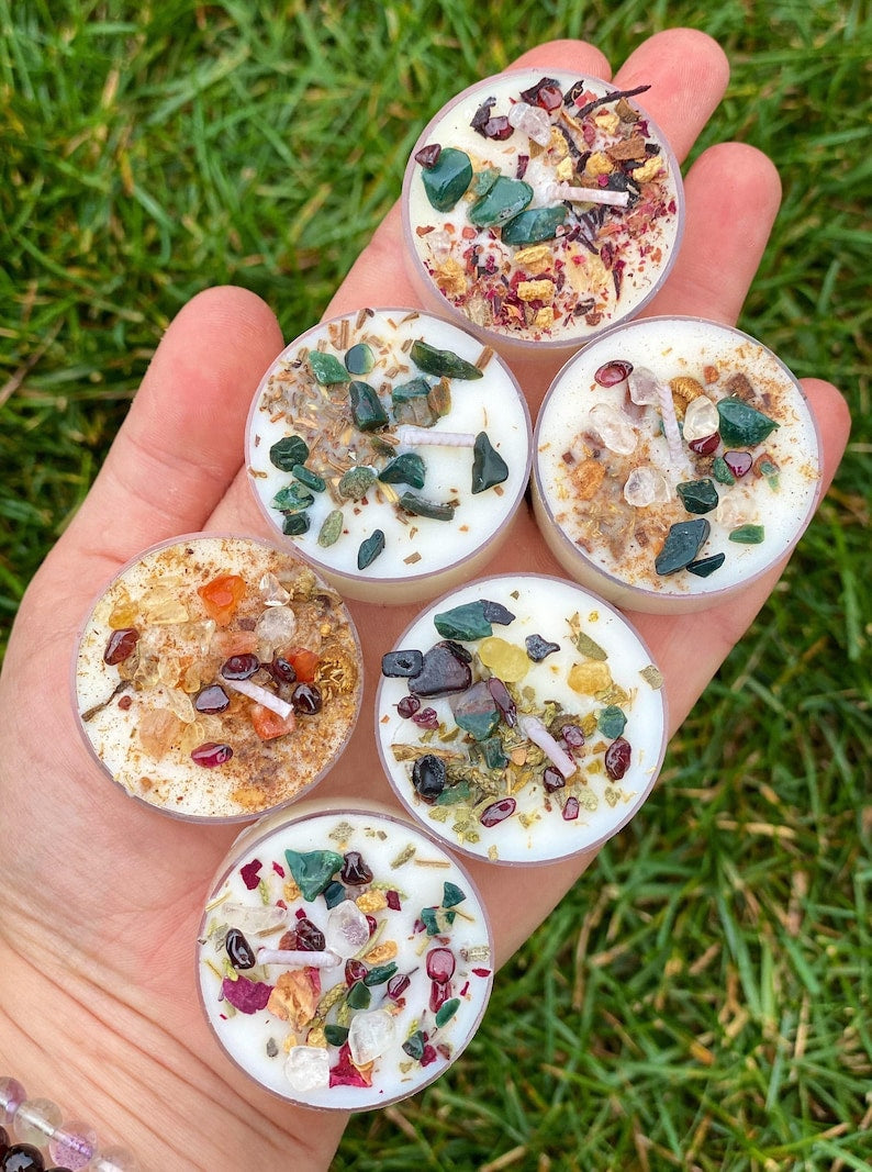 Handmade Tealight Crystal Candles set- Soy Holiday Candles