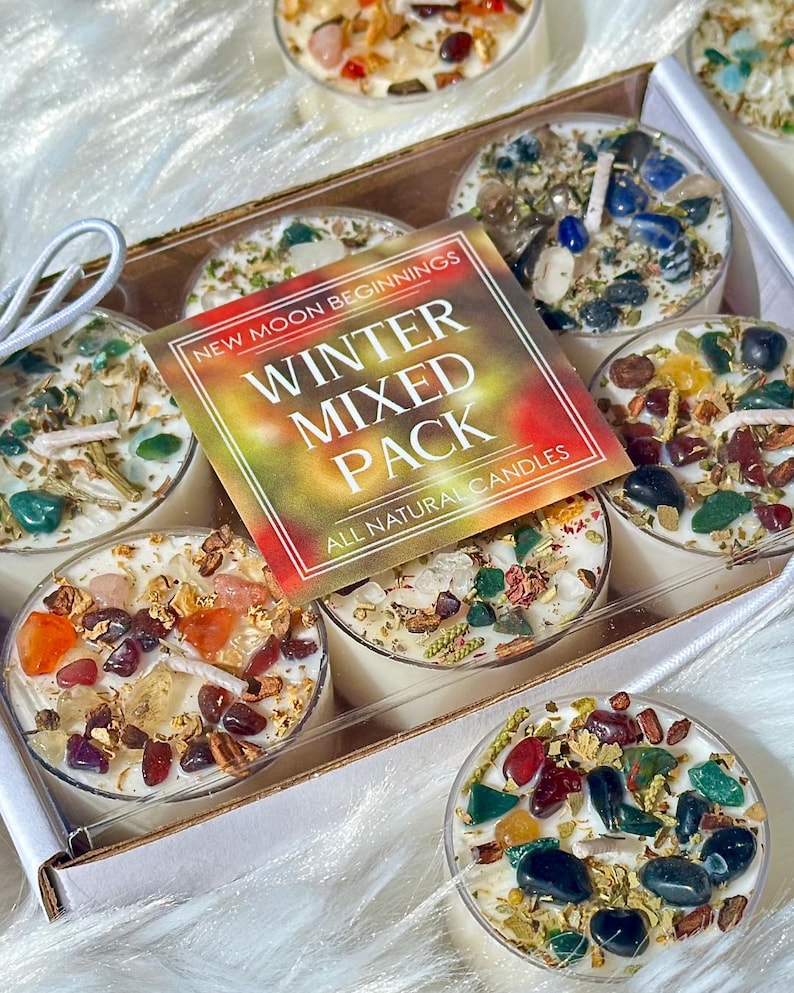 Handmade Tealight Crystal Candles set- Soy Holiday Candles