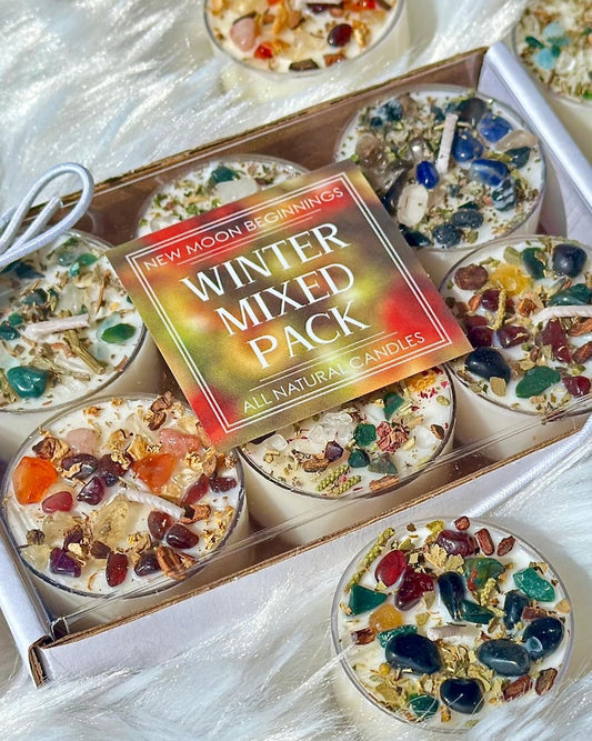 Handmade Tealight Crystal Candles set- Soy Holiday Candles