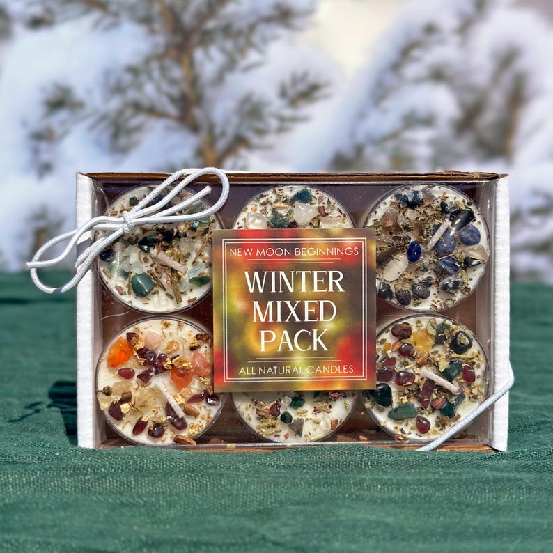 Handmade Tealight Crystal Candles set- Soy Holiday Candles