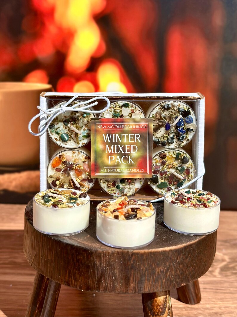 Handmade Tealight Crystal Candles set- Soy Holiday Candles