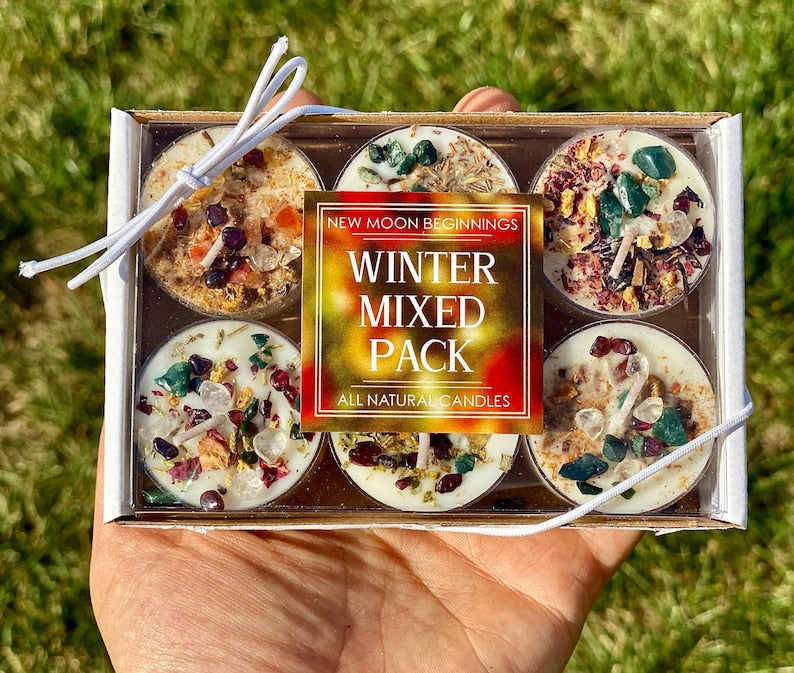 Handmade Tealight Crystal Candles set- Soy Holiday Candles