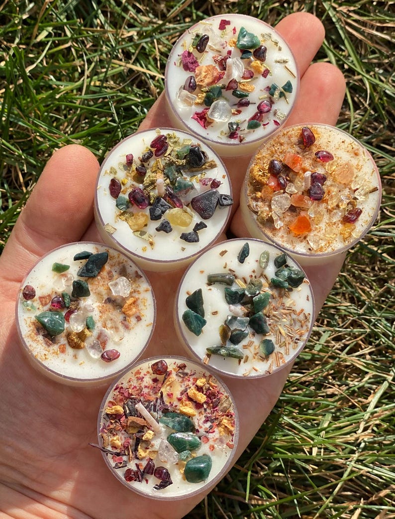 Handmade Tealight Crystal Candles set- Soy Holiday Candles