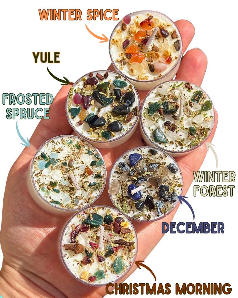 Handmade Tealight Crystal Candles set- Soy Holiday Candles