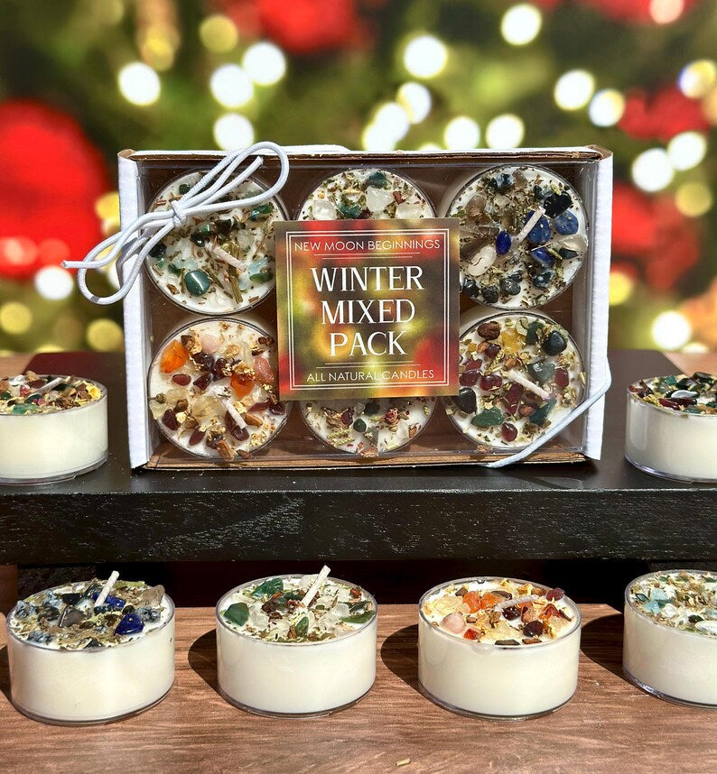 Handmade Tealight Crystal Candles set- Soy Holiday Candles
