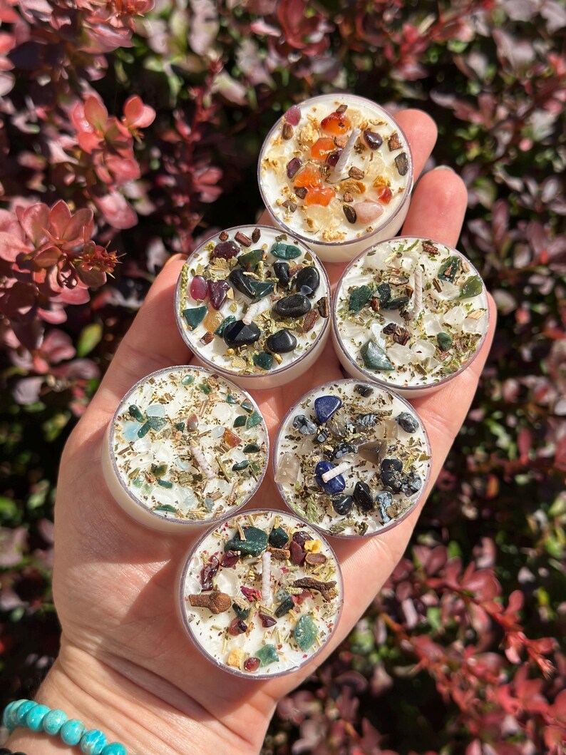 Handmade Tealight Crystal Candles set- Soy Holiday Candles